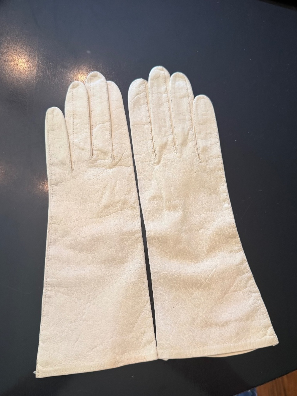Beautiful VTG Hansen Cream Kidskin Leather Women's Driving Gloves Never Worn